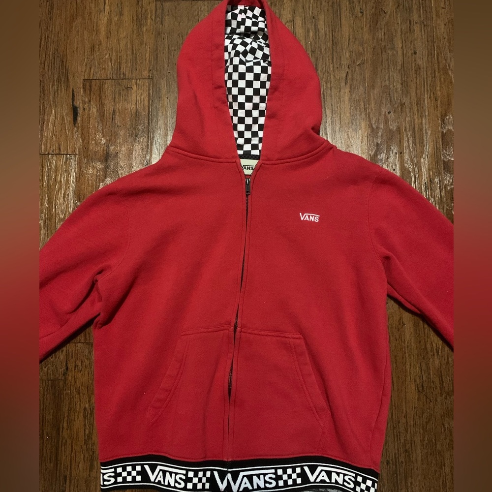 Vans Red and checker boys zip up